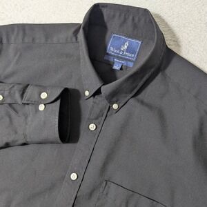 NEW Wool & Prince Button Down Mens L Black L/S Merino Wool Regular Fit Shirt